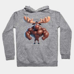 Cute Muscular Moose Illustration Hoodie